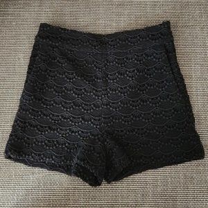 Black Lace High Waisted Shorts